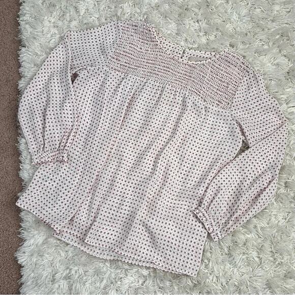 Loft Petites Smocked Floral Patterned Blouse Top Size XSP - Picture 1 of 12
